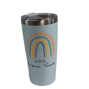 Love Inspire Teach Rainbow Tumbler With Lid Teacher Gift Stainless Insulated Cup